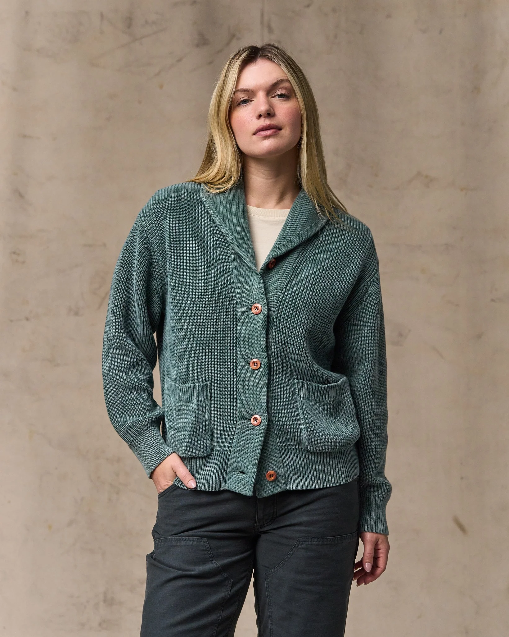 Women's Cotton Shawl Neck Cardigan - Juniper