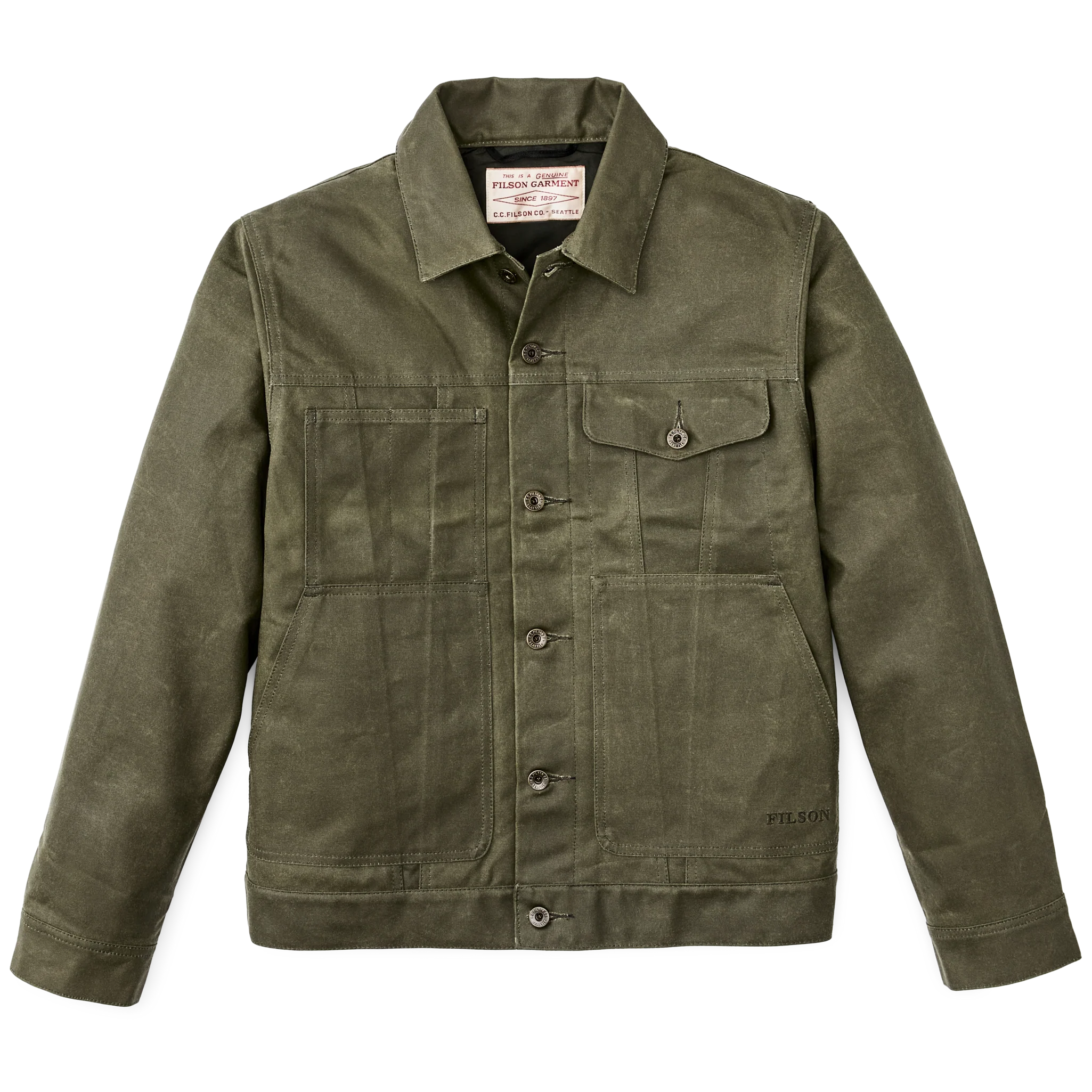 Tin Cloth Short Lined Cruiser Jacket - Military Green