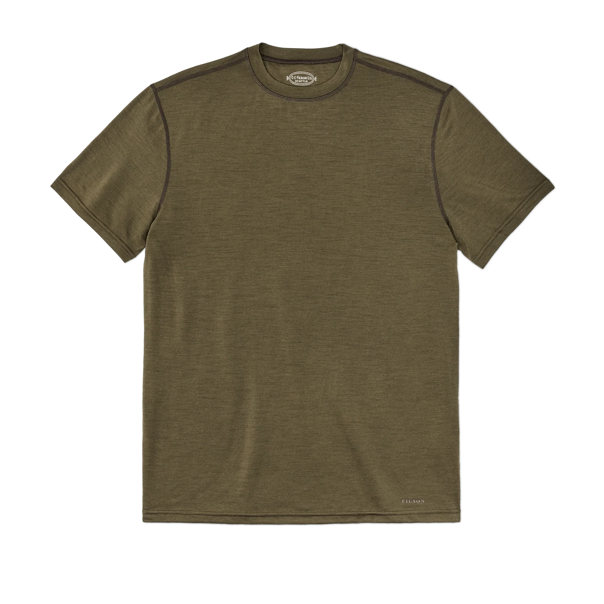 210g Merino Wool Short Sleeve Crewneck T-Shirt - Dark Olive