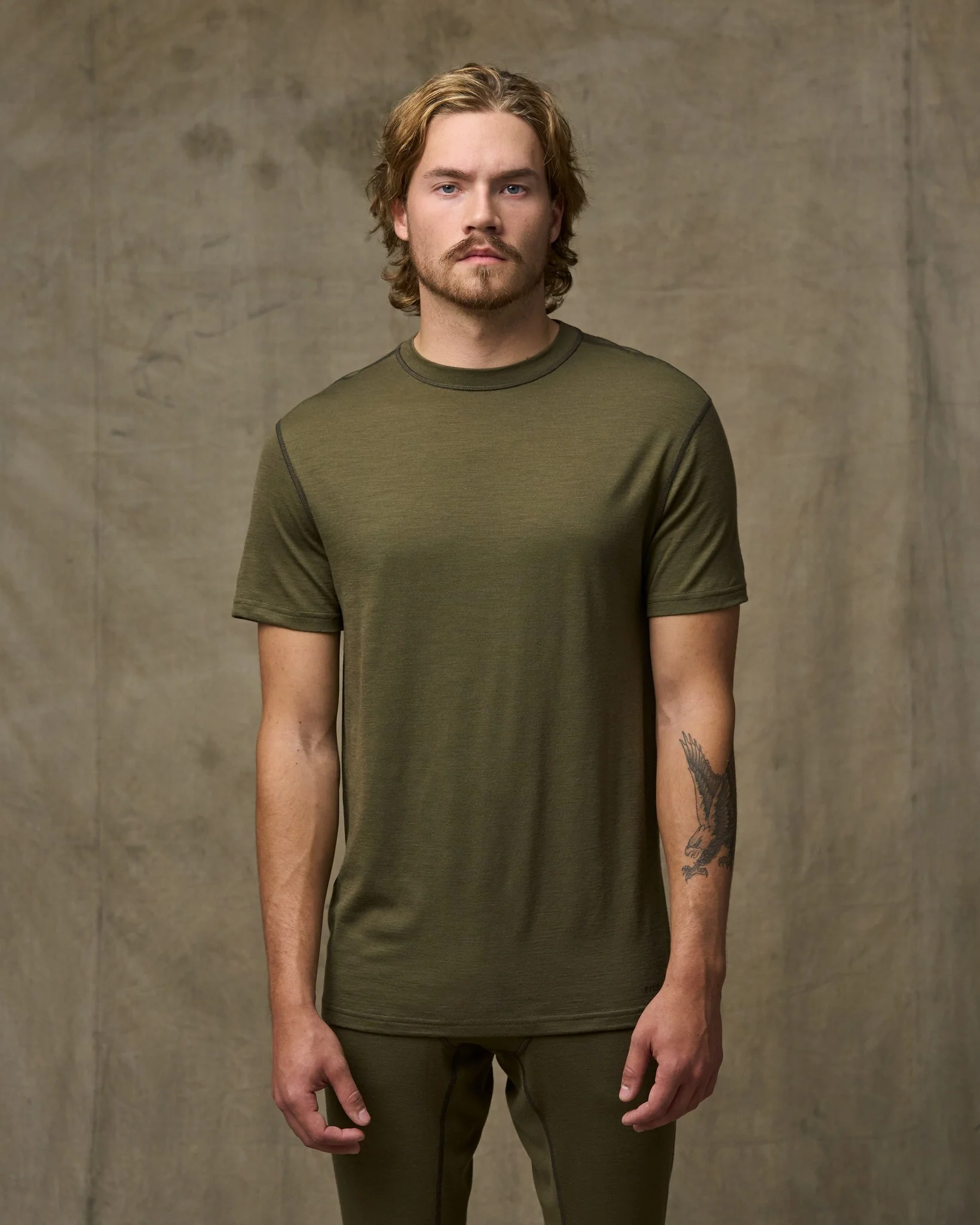 210g Merino Wool Short Sleeve Crewneck T-Shirt - Dark Olive