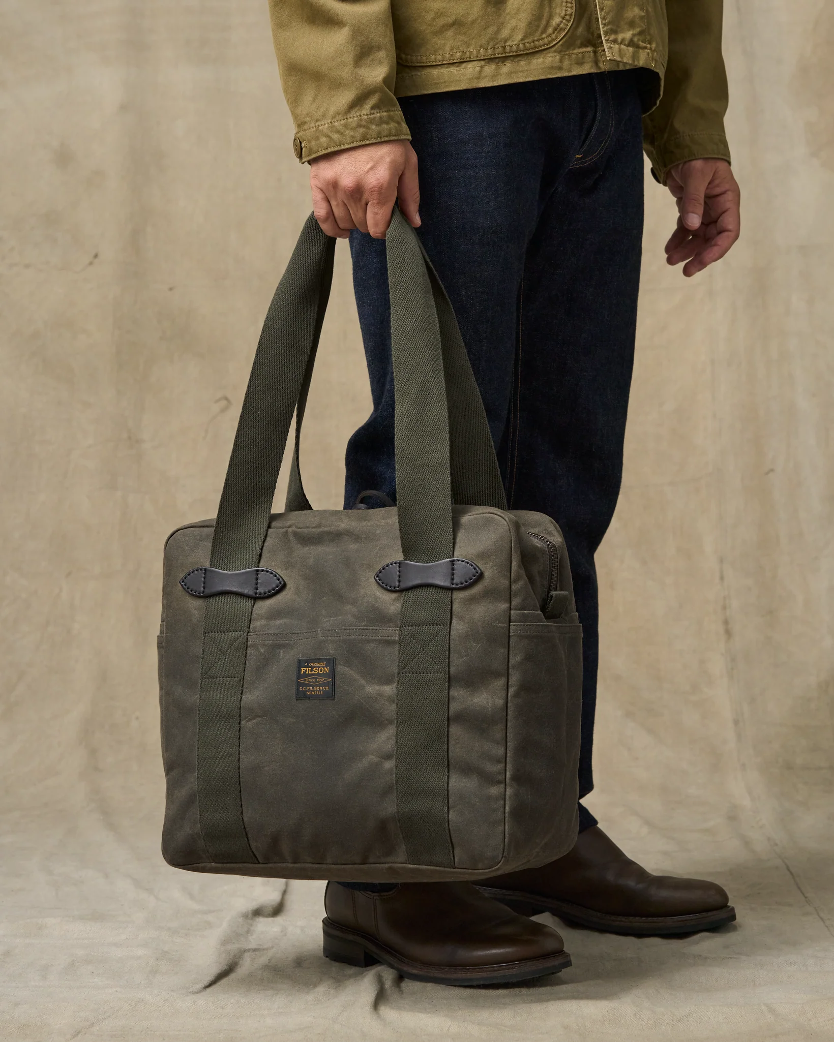 Tin Cloth Zipper Tote Bag - Otter Green