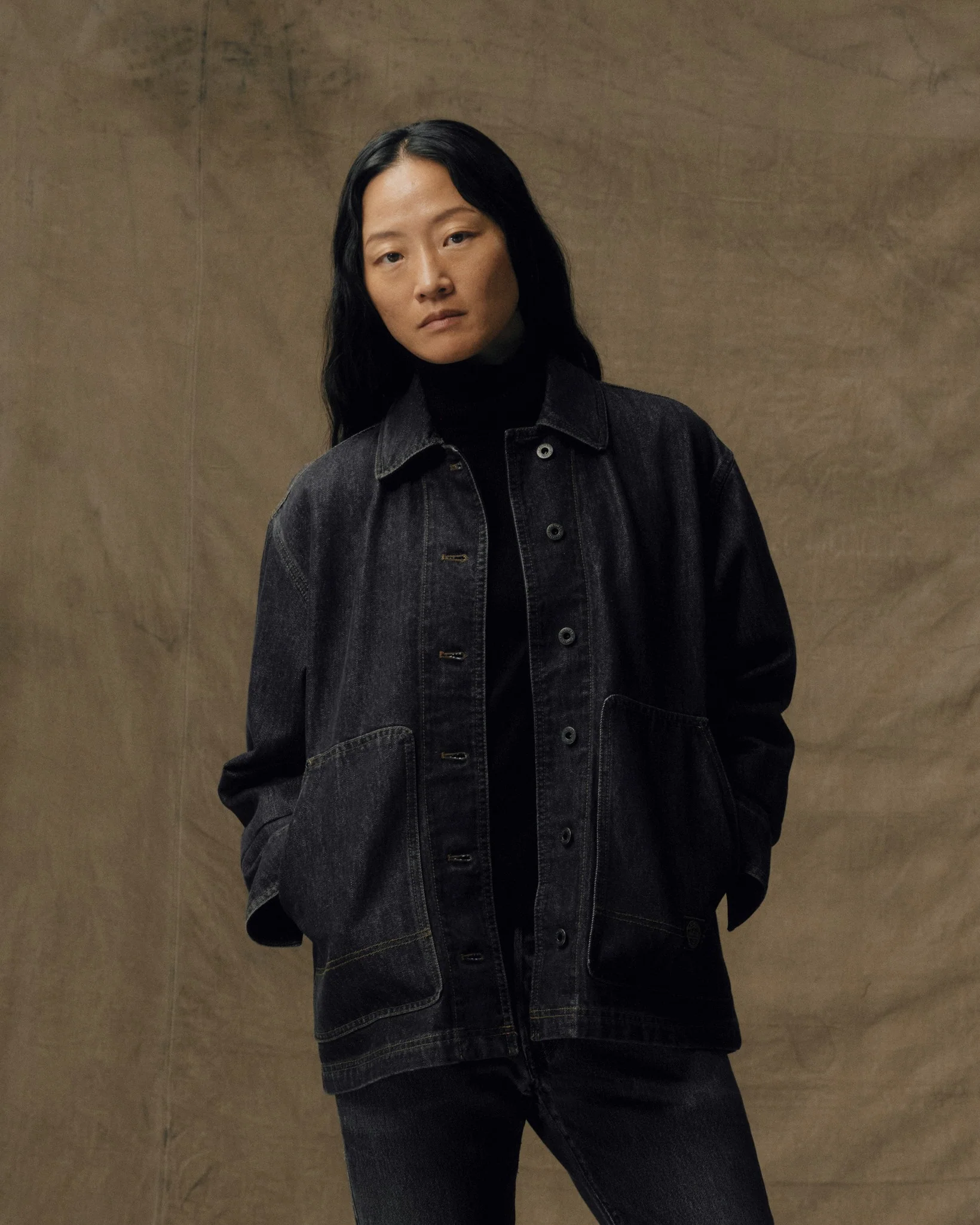 Women's Denim Barn Coat - Rinse Black