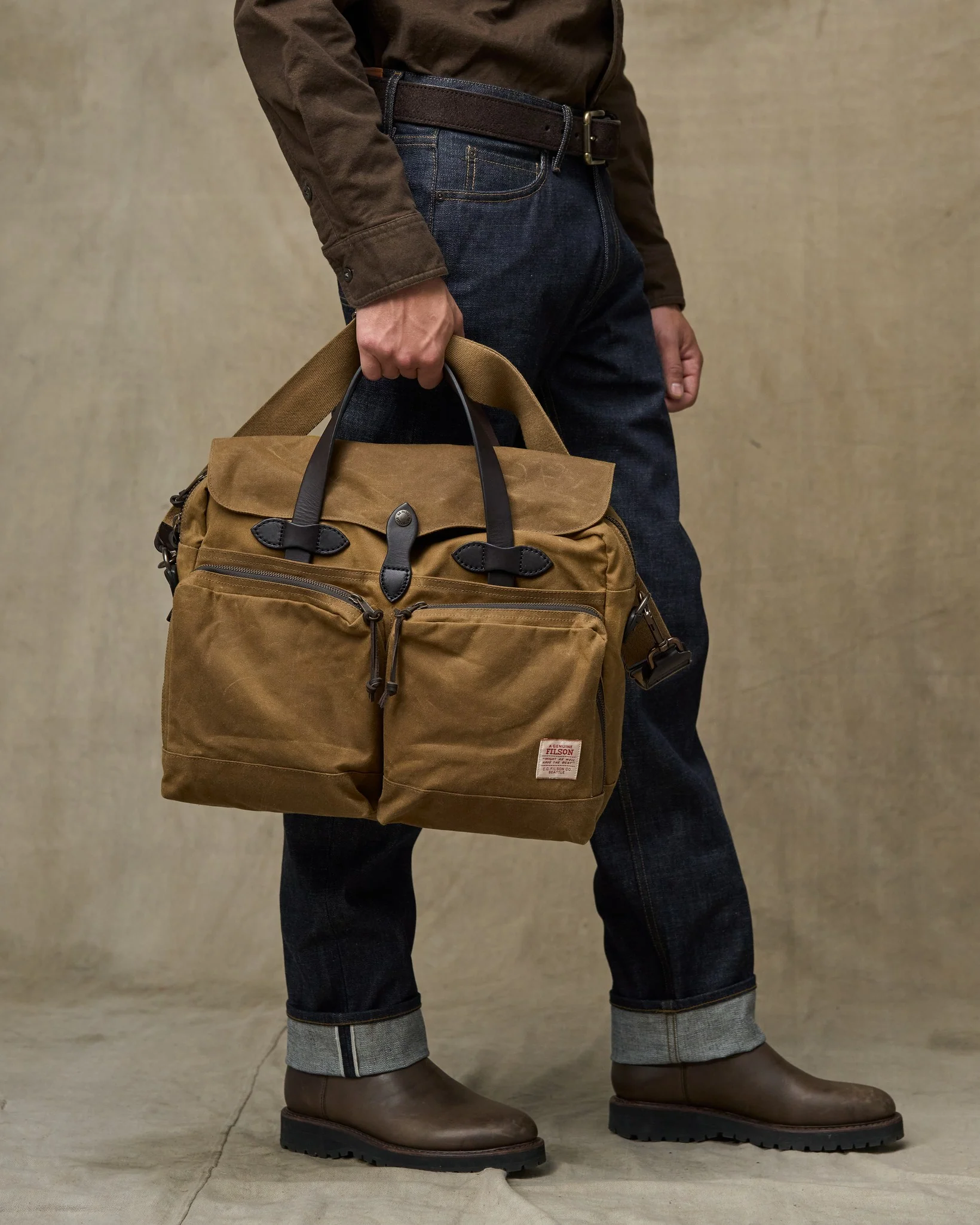 24 Hour Tin Cloth Briefcase - Dark Tan