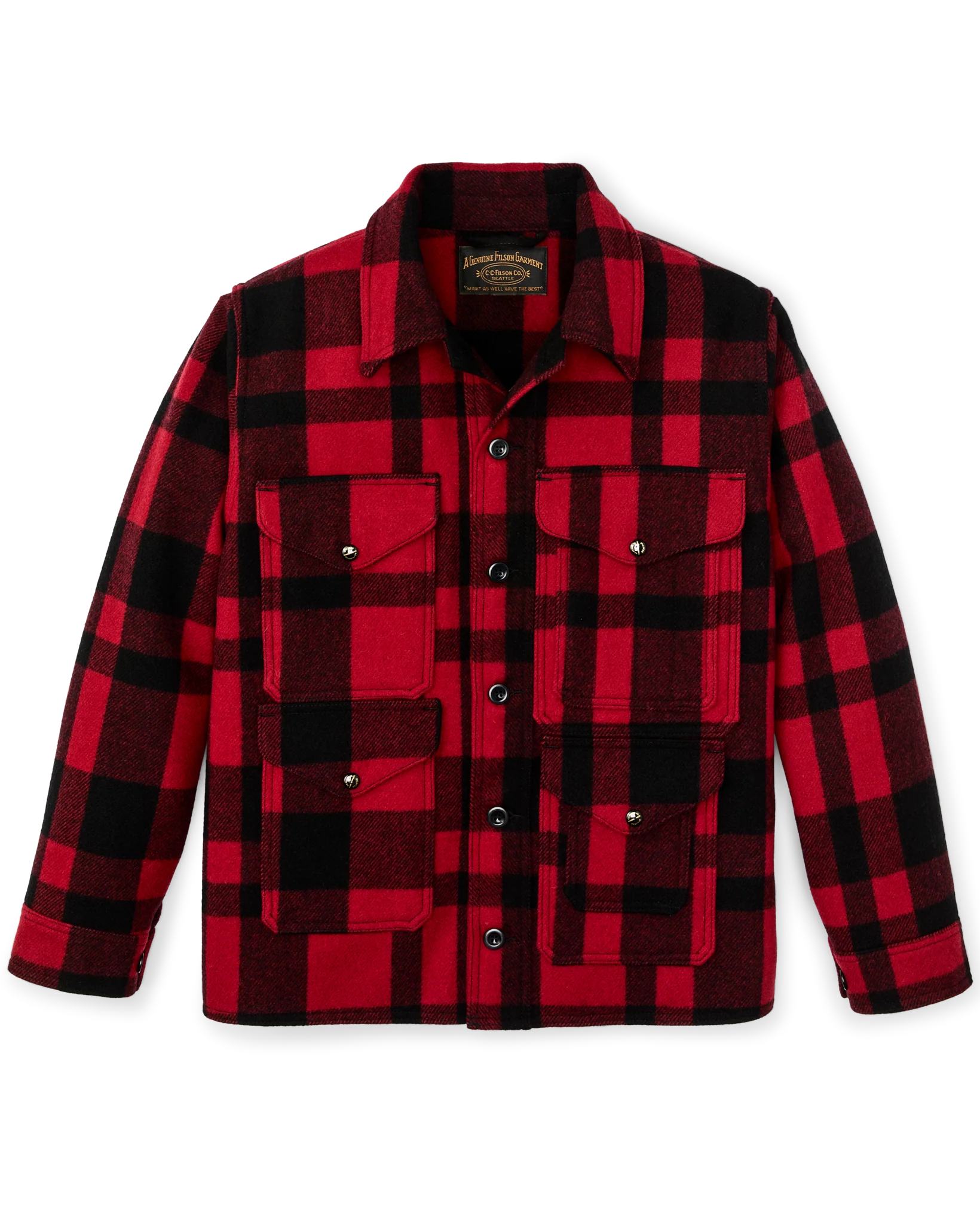 1940s Mackinaw Wool Cruiser Jacket - Red / Black Heritage Plaid