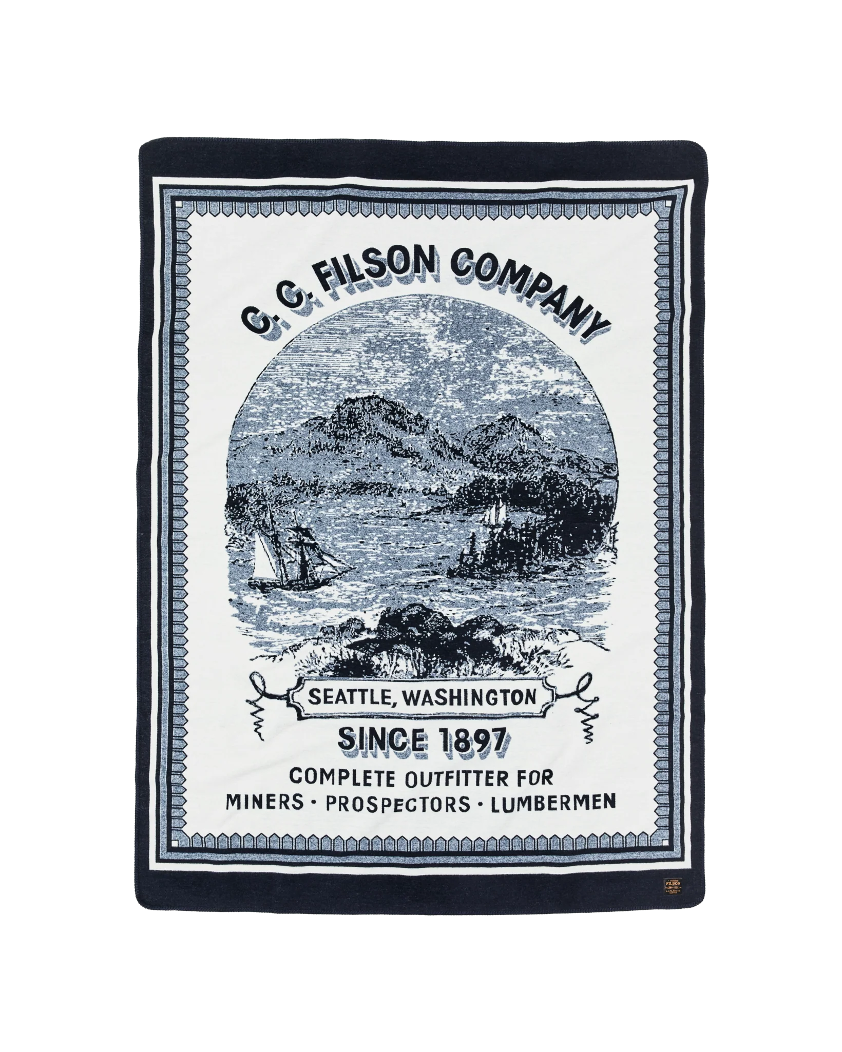 Wool-blend Blanket - Navy / Mountain Sea