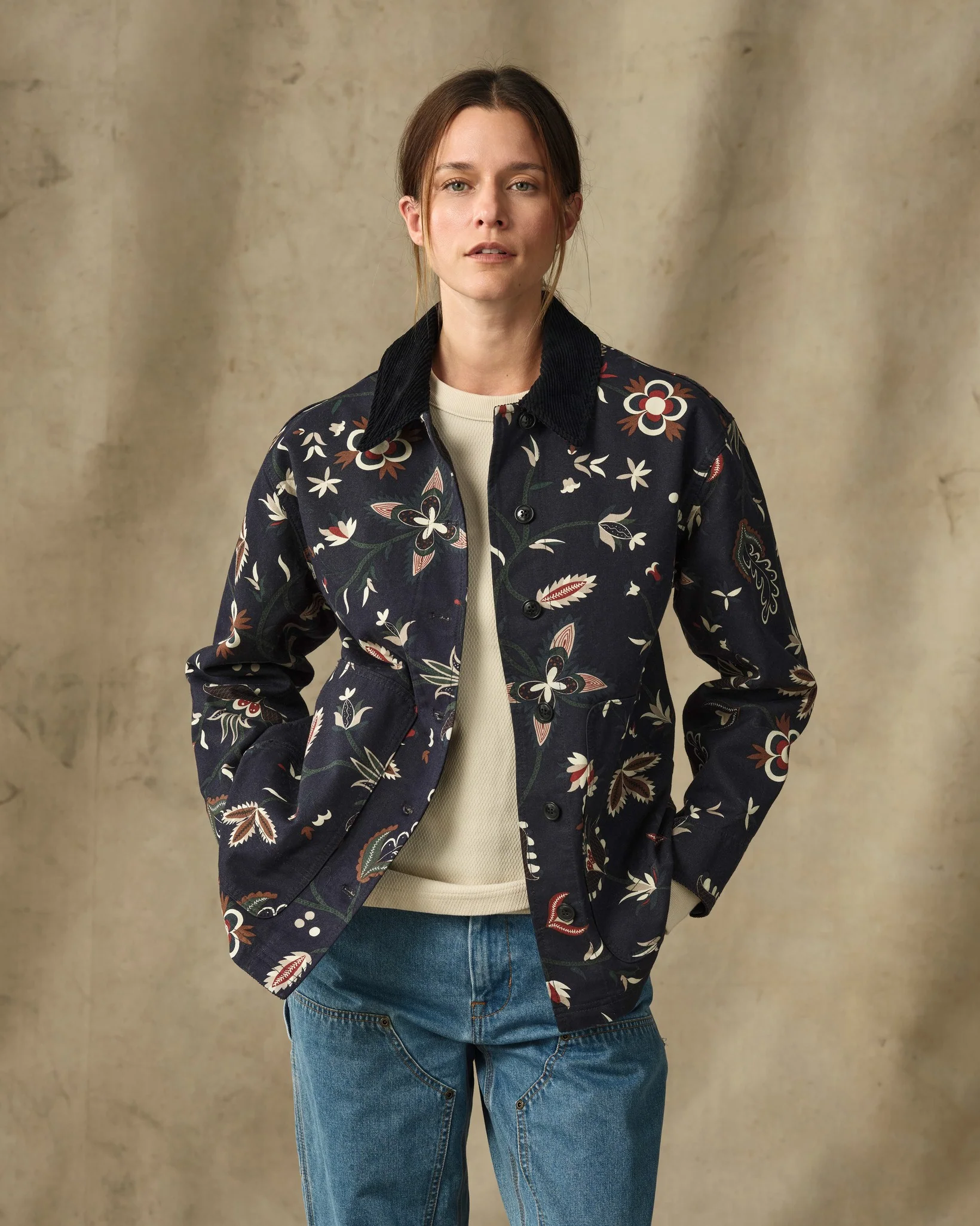 Women's Canvas Barn Coat - India Ink Print