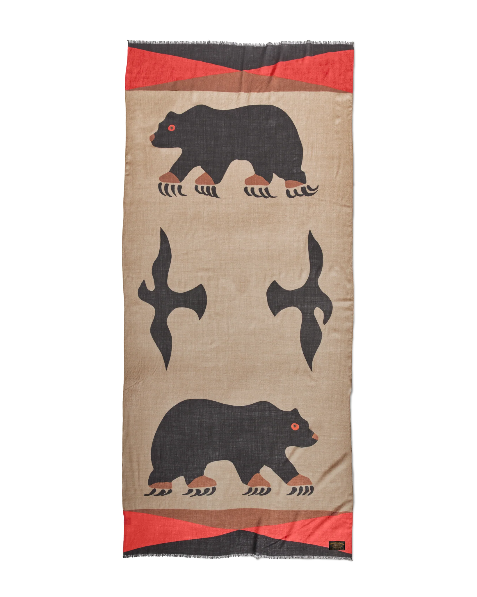 Black Bear Wool Blend Scarf - Black