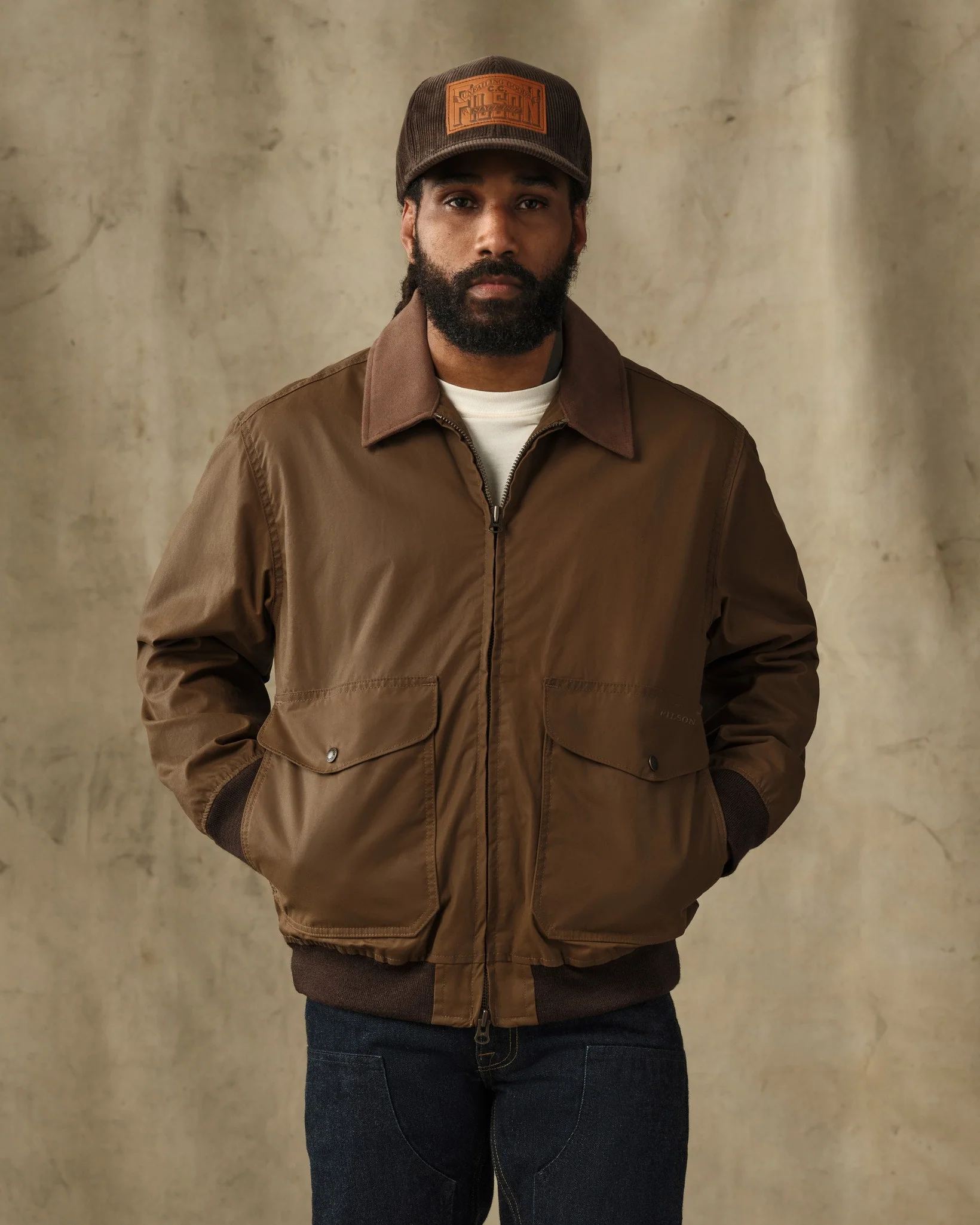 Cover Cloth Bomber Jacket - Dark Tan