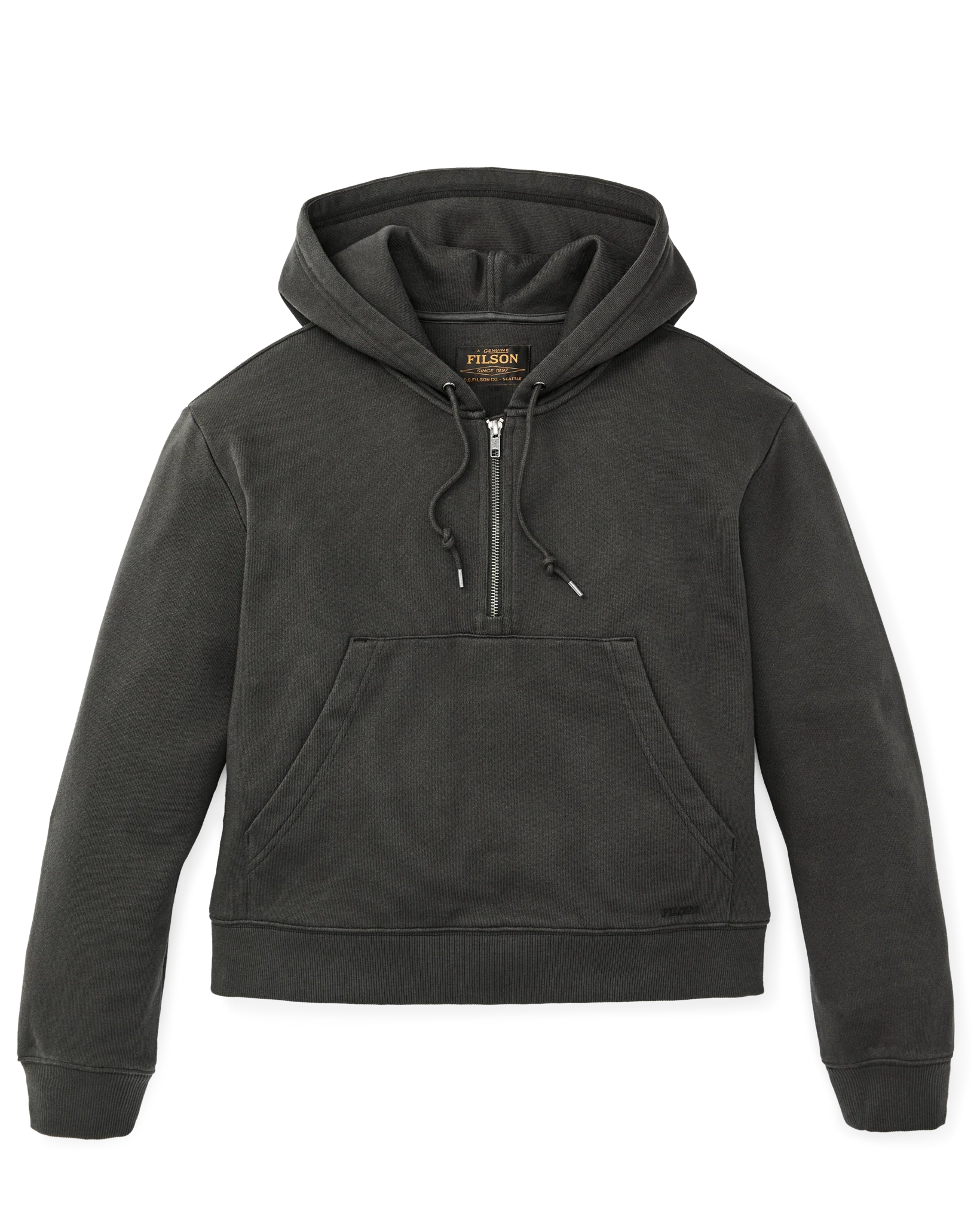 Women's French Terry Half-Zip Hoodie - Faded Black
