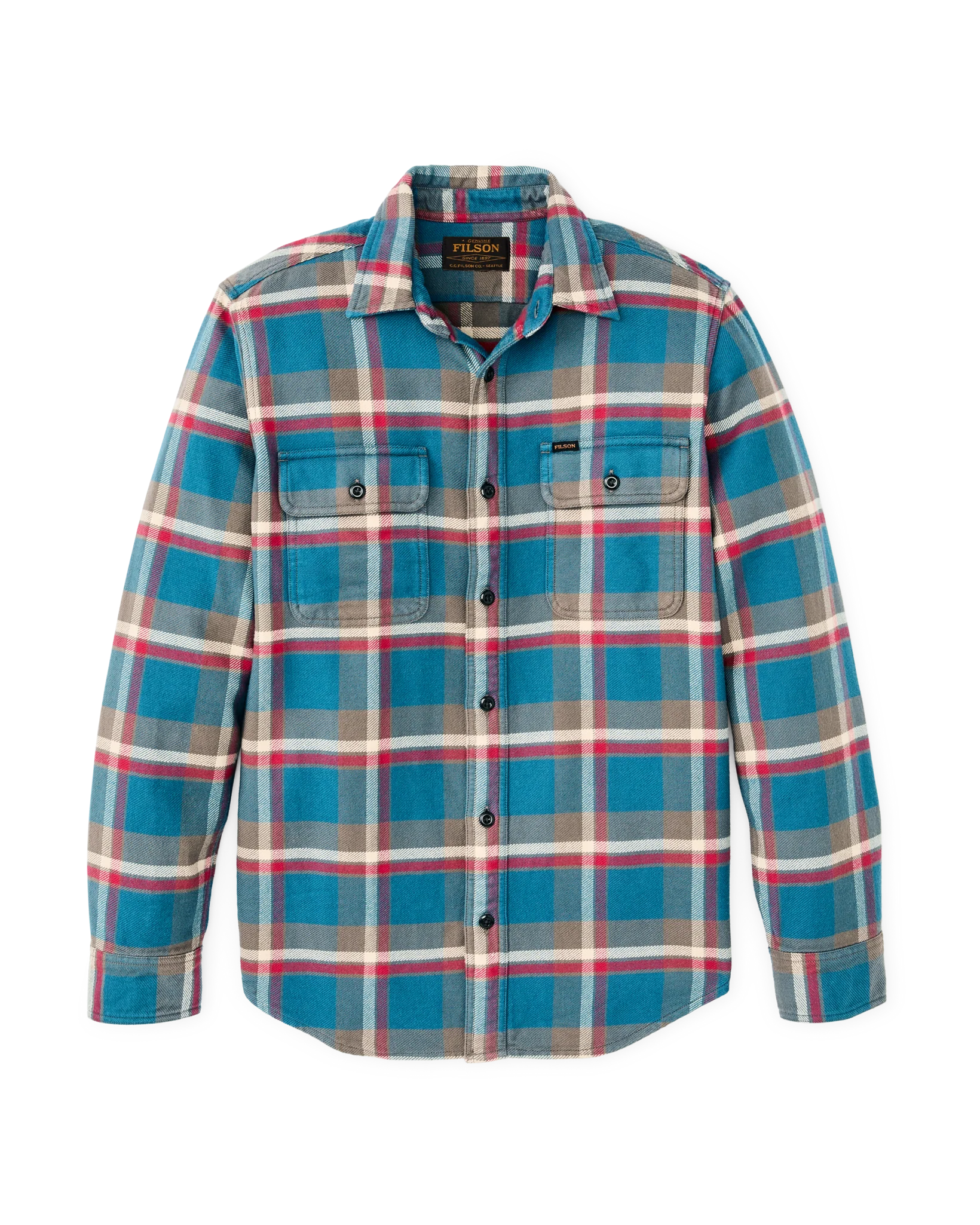 Vintage Flannel Work Shirt - Blue / Gray / Multi Plaid