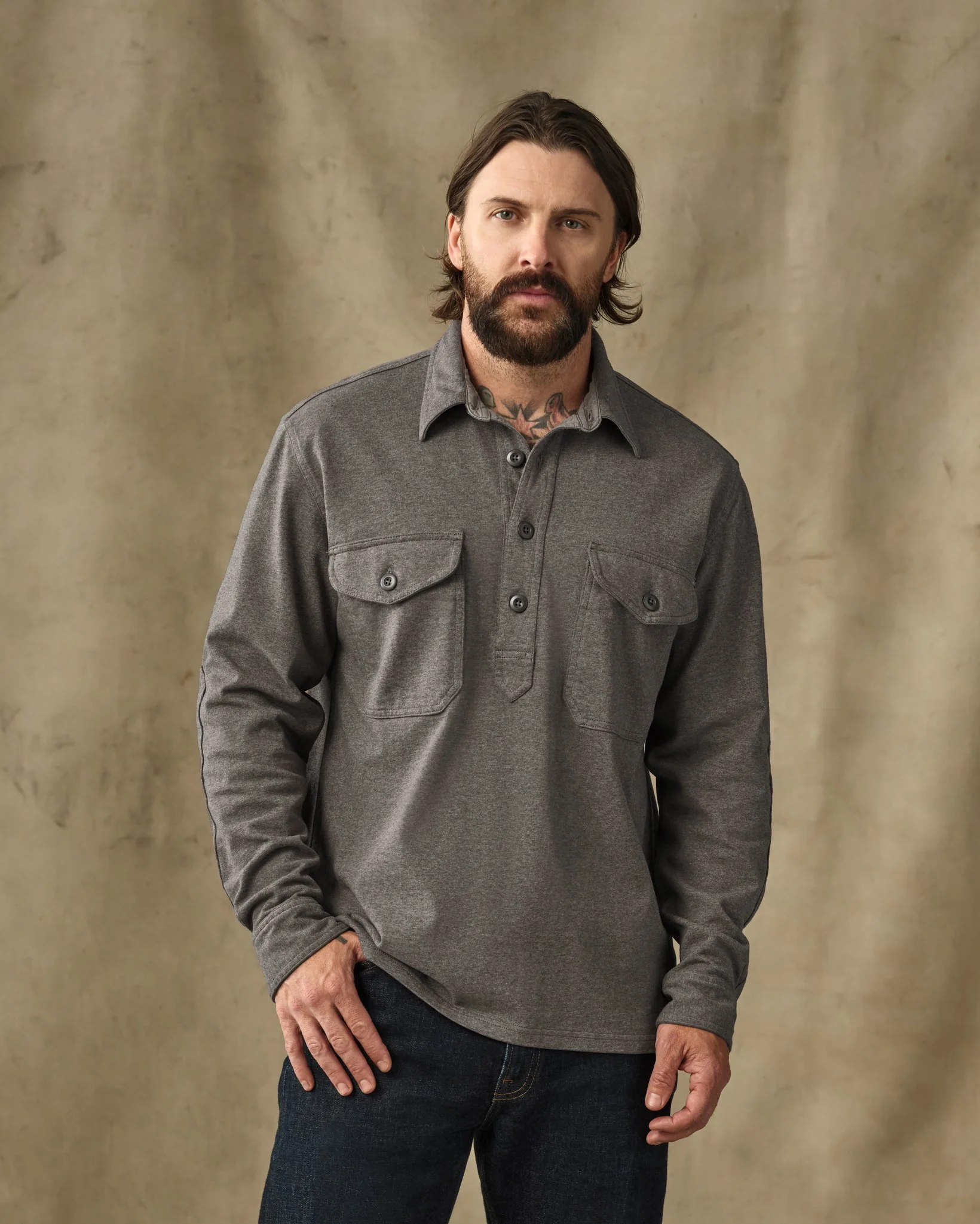 Field Knit Pullover Shirt - Smoke Heather