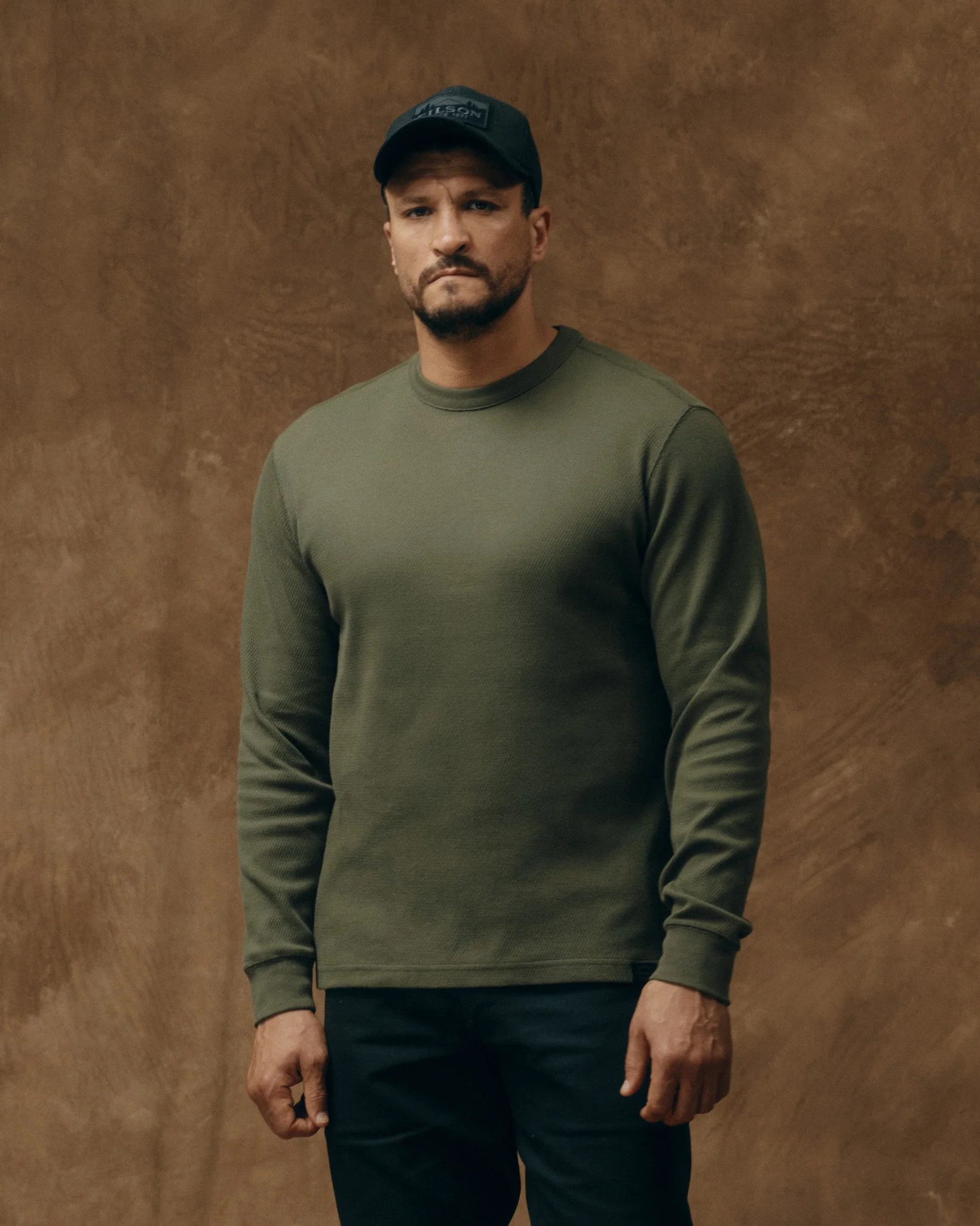 Waffle Knit Thermal Crewneck - Mossy Rock