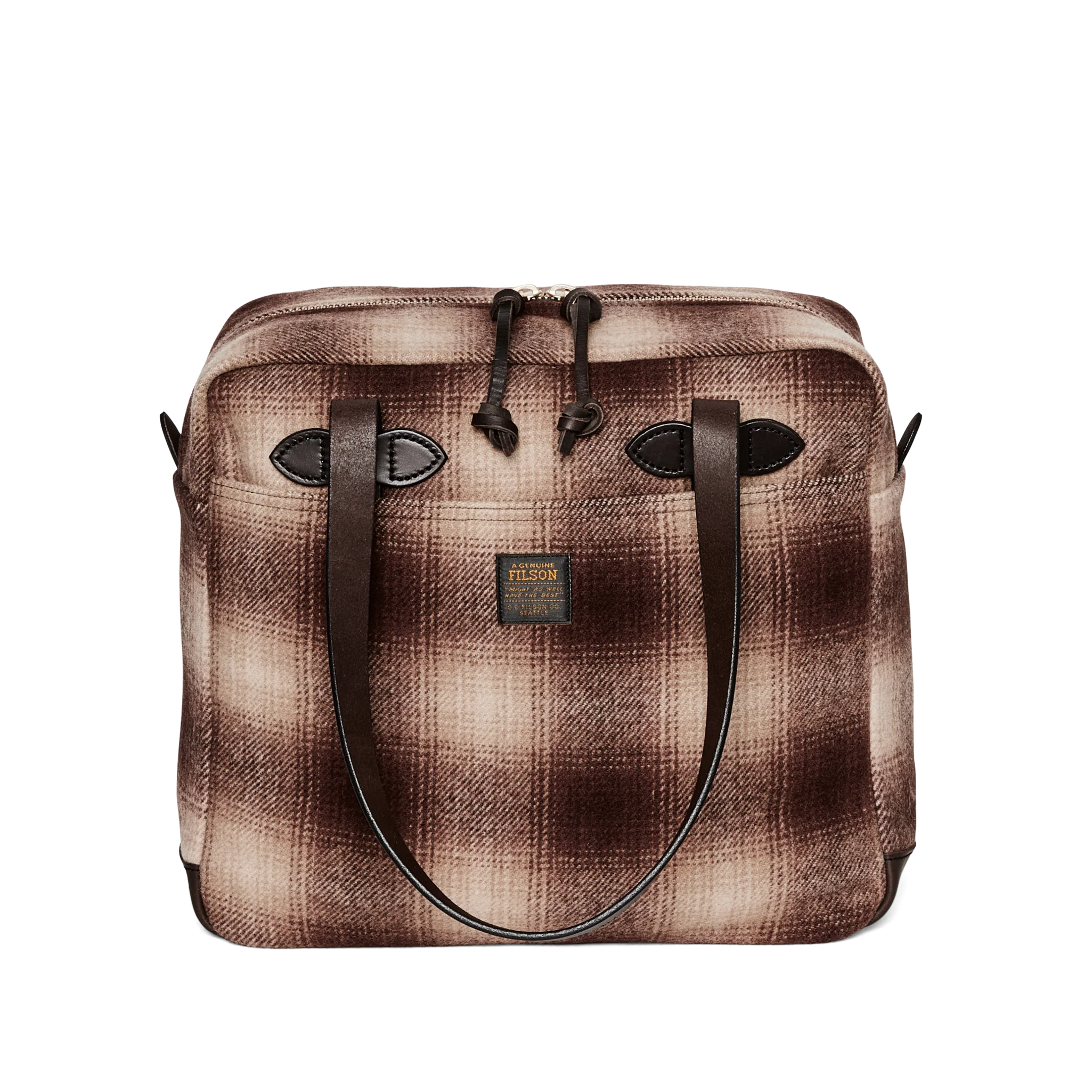 Mackinaw Wool Zipper Tote Bag - Brown / Tan Ombre