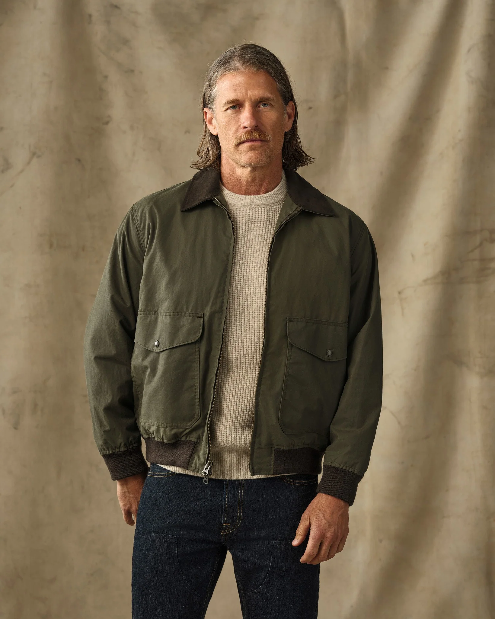 Cover Cloth Bomber Jacket - Marsh Olive