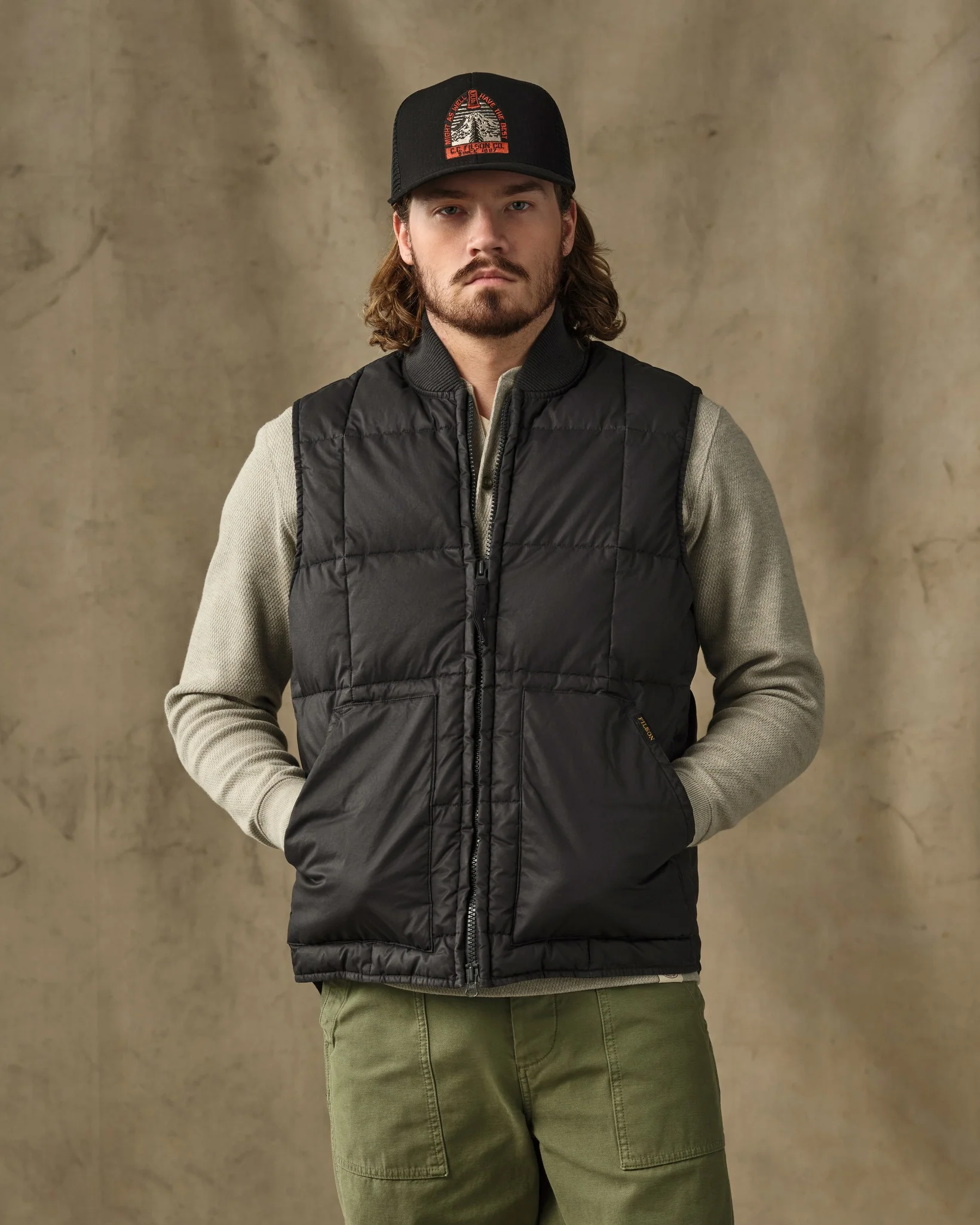 Heritage Cotton Down Vest - Black