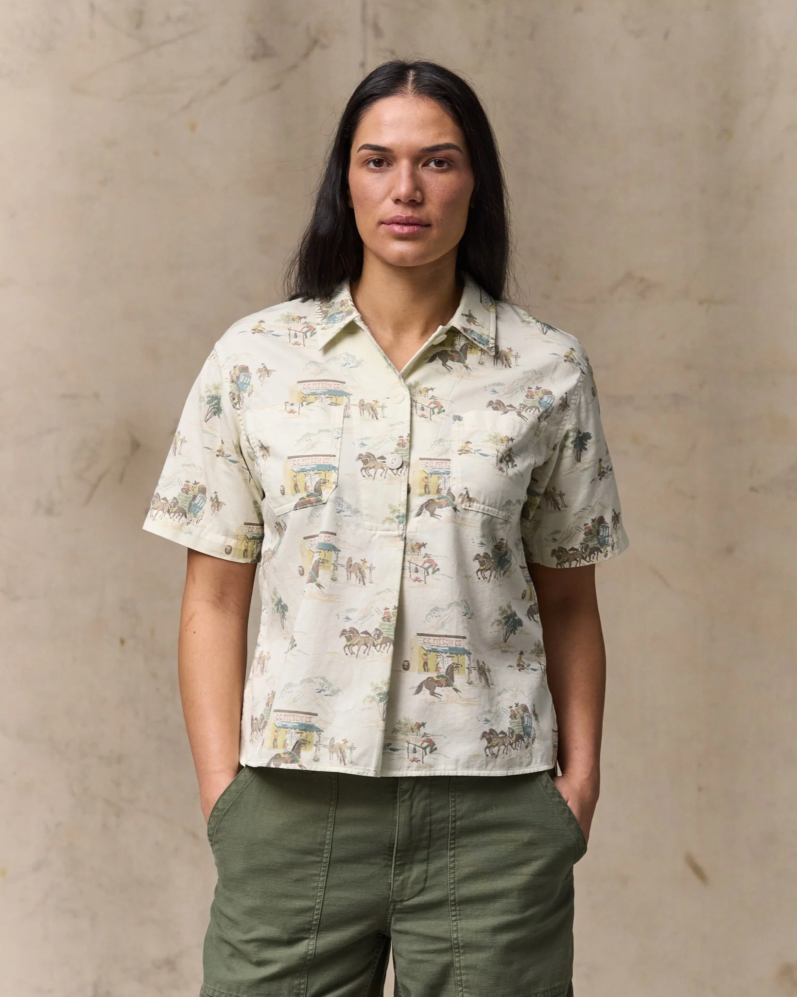Women's Twill Popover Shirt - Desert Natural Print