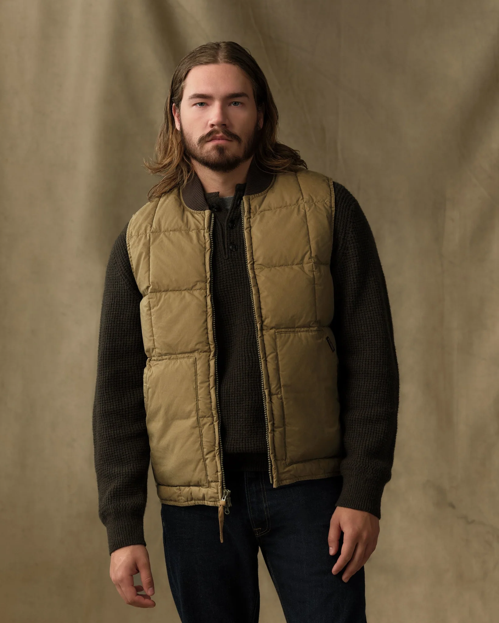 Heritage Cotton Down Vest - Light Brown