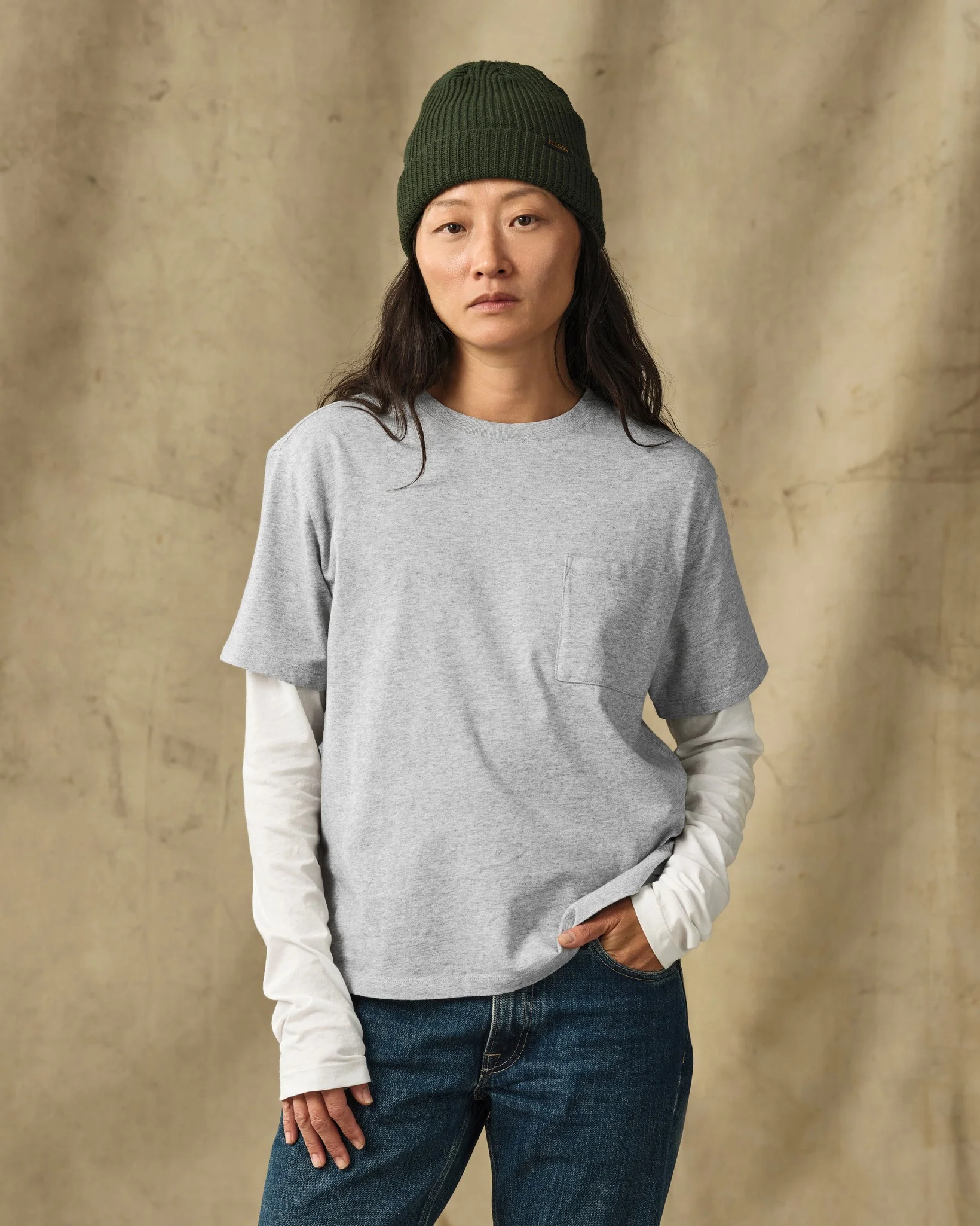 Women's Short Sleeve Pocket Tee - Heather Gray